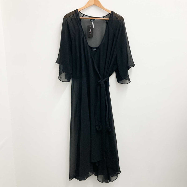 City Chic Black Wrap Midi Dress L/UK 20