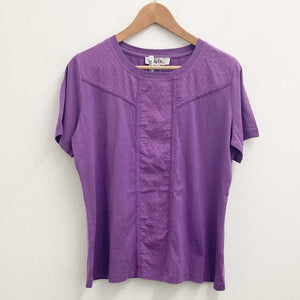 Lily Ella Purple Embroidered Detail Cotton Short Sleeve Top UK 16