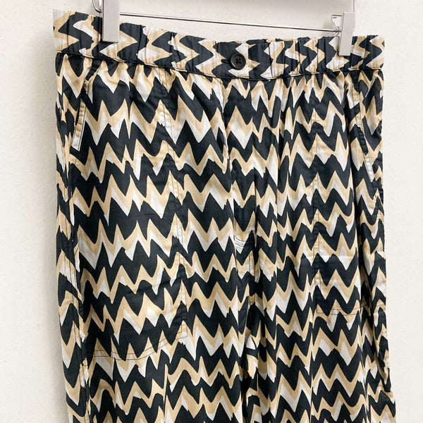 Lily Ella Black & Stone Print Lightweight Cotton Straight Cut Trousers UK 16