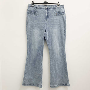 City Chic Blue Light Wash Flared Bootleg Jeans UK 24