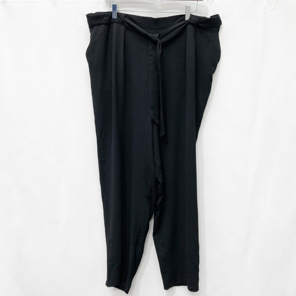 Evans Black Tapered Leg Belted Trousers UK 16