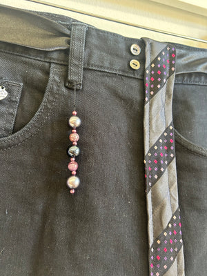 Upcycled Black Denim Tie Mini Skirt One Size