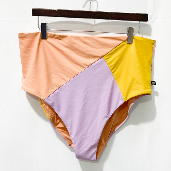 City Chic Peach Lulu Splice Hi Waist Bikini Briefs UK18