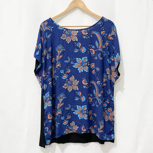 Loralette Blue Mixed Media Print Top UK16