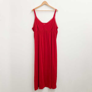 Avenue Red Lace Trim Maxi Sleep Dress UK 26/28