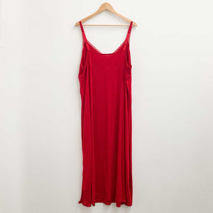 Avenue Red Lace Trim Maxi Sleep Dress UK 26/28