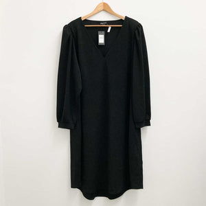 City Chic Black V-Neck Long Sleeve Puff Shoulder Dress UK 24