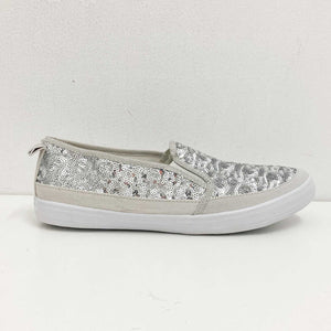 Evans Silver Sequin Slip-On Flat Trainers UK 8E