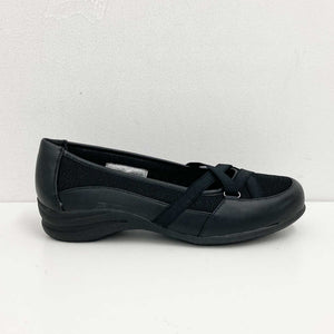 Cloudwalkers Black Faux Leather Comfort Slip On Shoes UK 7.5 