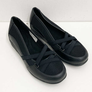 Cloudwalkers Black Faux Leather Comfort Slip On Shoes UK 7.5 