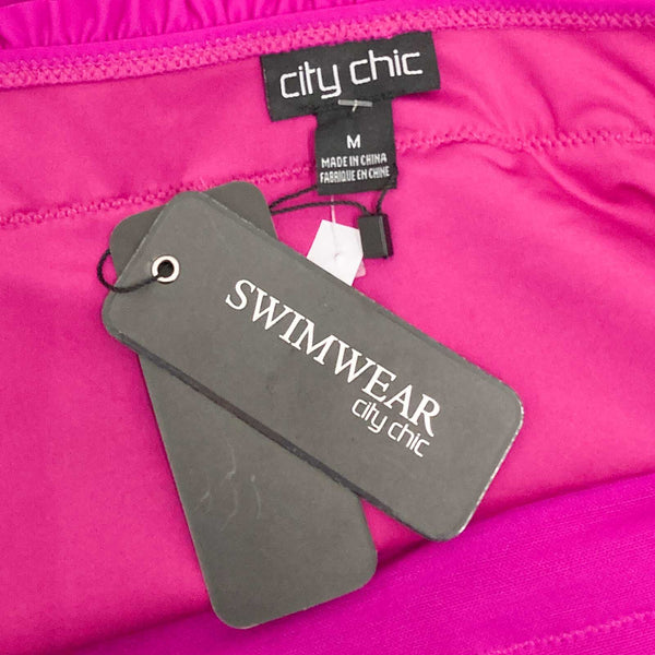 City Chic Hot Pink High Rise Shirred Waist Bikini Briefs UK 18