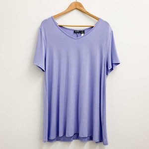 Evans Lilac Plain V-Neck Soft Stretch T-Shirt UK 18