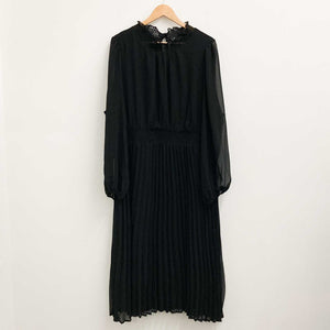 Arna York by City Chic Black Pleated Shirred Mock Neck Midi Dress UK 22/24