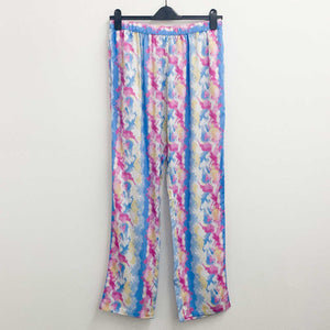 Lily Ella Abstract Painterly Print Pull On Straight Leg Trousers UK 16