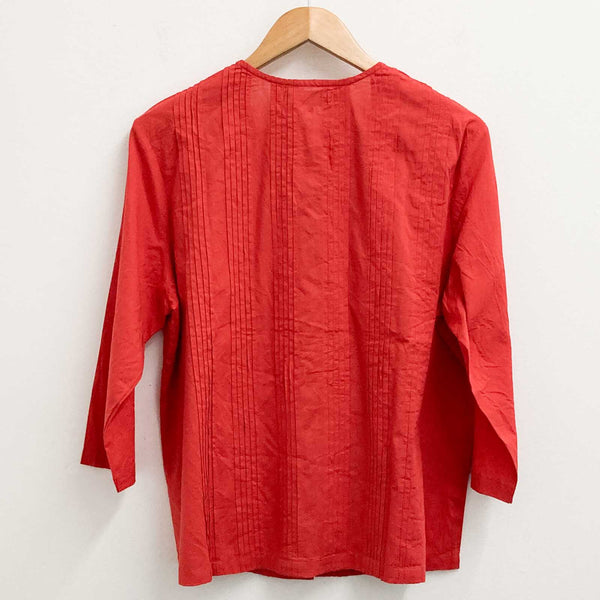 Lily Ella Coral Red 3/4 Sleeve Lightweight Cotton Blouse UK 14