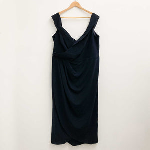 City Chic Navy Tulip Hem Off-Shoulder Long Dress UK 22