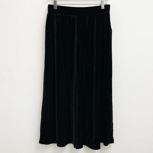 Lily Ella Black Velvet Velour A-Line Midi Skirt UK 12