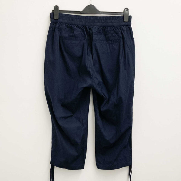Evans Navy Cropped Cotton Poplin Trousers UK 16