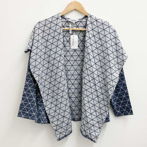 Lily Ella Waterfall Edge Blue Grey Denim Style Long Sleeve Cotton Jacket UK 12