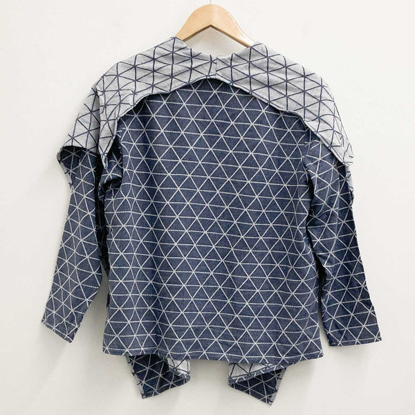 Lily Ella Waterfall Edge Blue Grey Denim Style Long Sleeve Cotton Jacket UK 12