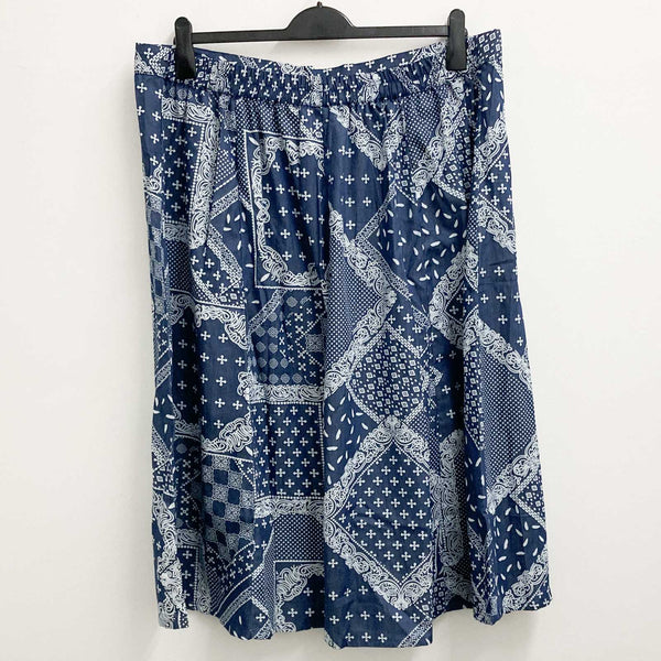 Lily Ella Blue Patchwork Print Denim Look A-Line Midi Skirt UK 24
