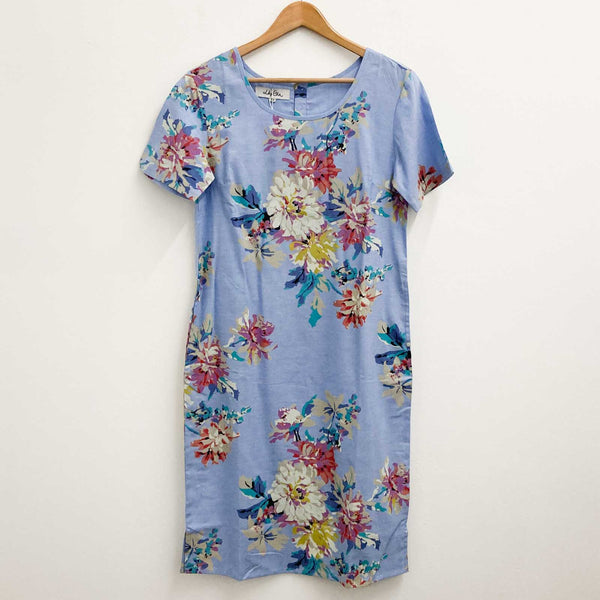 Lily Ella Blue Floral Print Short Sleeve Cotton Dress UK 10