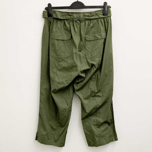 Evans Khaki Green Belted Cotton Poplin Cropped Trousers UK 14