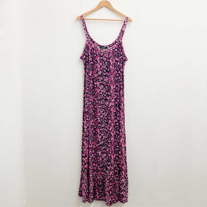 Evans Pink Strappy Smudge Print Maxi Dress UK 22/24