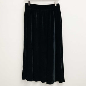 Lily Ella Black Velour Flared A-Line Midi Skirt UK 12 