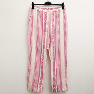 Lily Ella Pink Patterned Lightweight Cotton Straight Leg Trousers UK 18