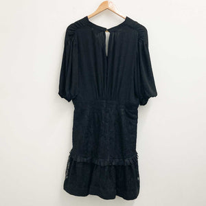 City Chic Black Lace Panelled V-Neck Short Dress UK 14