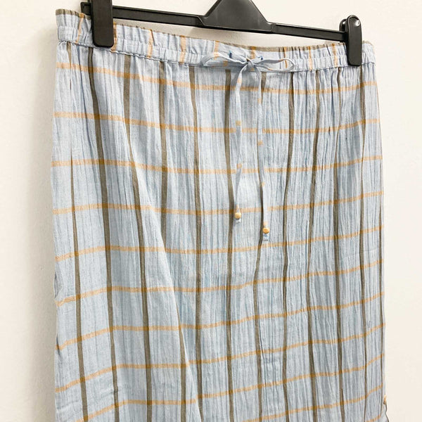 Lily Ella Blue Check Print Cotton Midi Skirt UK 20