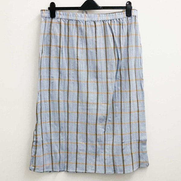 Lily Ella Blue Check Print Cotton Midi Skirt UK 20