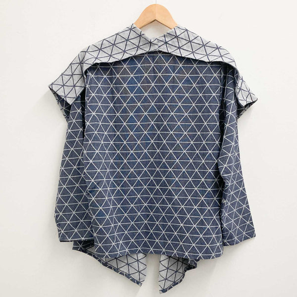 Lily Ella Open Waterfall Edge Denim Look Unlined Cotton Jacket UK