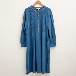 Lily Ella Blue Round Neck Long Sleeve Cotton Midi Dress UK 24 