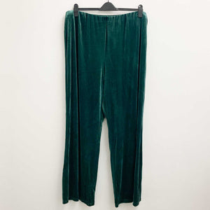 Lily Ella Green Velour Pull-On Wide Leg Trousers UK 26