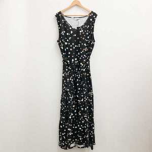 Avenue Black Spot Print Sleeveless Cotton Maxi Dress UK 26/28