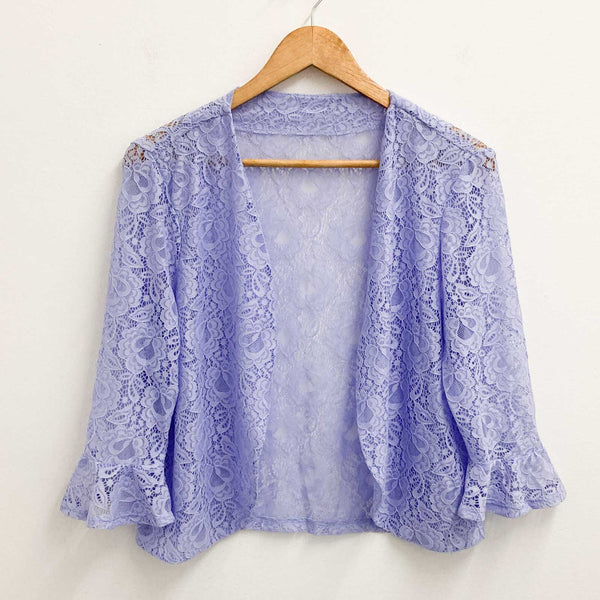 Lily Ella Green & Purple Print Sleeveless Midi Dress Shrug Set UK 14
