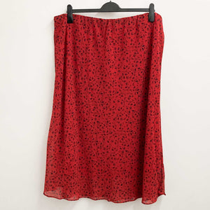 Lily Ella Red & Black Floral Print Midi Skirt UK 26