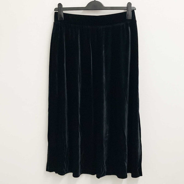 Lily Ella Black Velour Flared Midi Skirt UK 16
