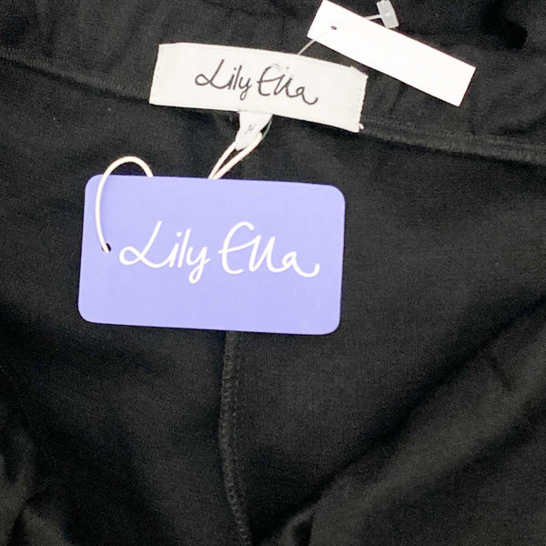 Lily Ella Black Wool Mix Pull-On Wide Leg Trousers UK 14 Short