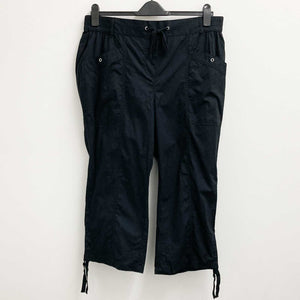 Evans Black Cotton Poplin Cropped Trousers UK 20