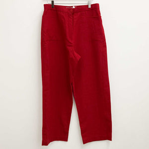 Lily Ella Red Linen Cotton Mix Straight Leg Trousers UK 16 Short