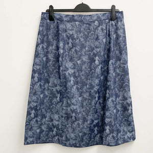 Lily Ella Blue Denim Print A-Line Cotton Midi Skirt UK 20