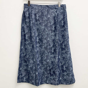 Lily Ella Blue Denim Print A-Line Cotton Midi Skirt UK 14