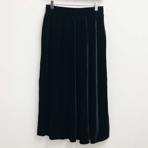 Lily Ella Black Velour A-Line Midi Skirt UK 10