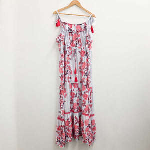 Aveology by City Chic Blue & Pink Floral Print Tiered Frill Maxi Dress UK 22/24