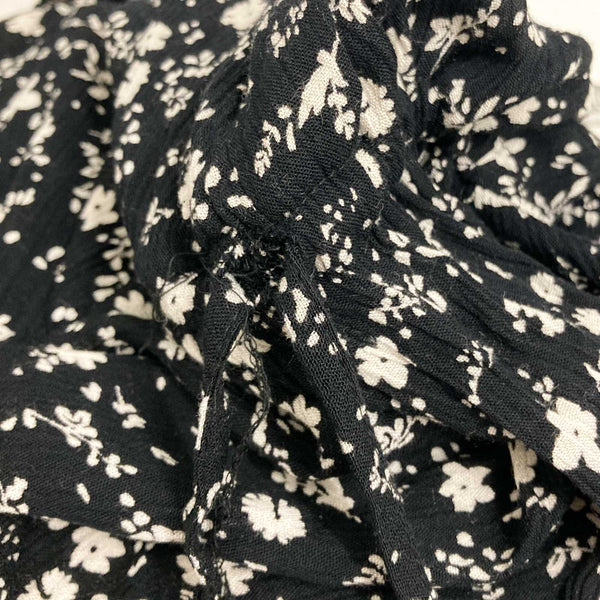 Evans Black Ditsy Floral Print Tie Side Frill Sleeve Tunic Top UK 16