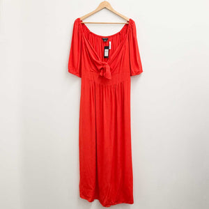 City Chic Red Tie Front Sweetheart Neckline Maxi Dress UK 14
