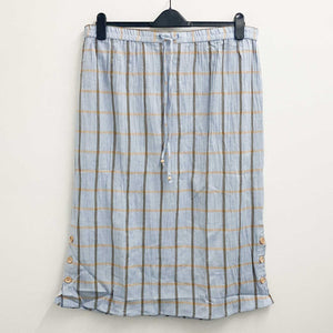 Lily Ella Blue Crinkled Cotton Check Midi Skirt UK 20
